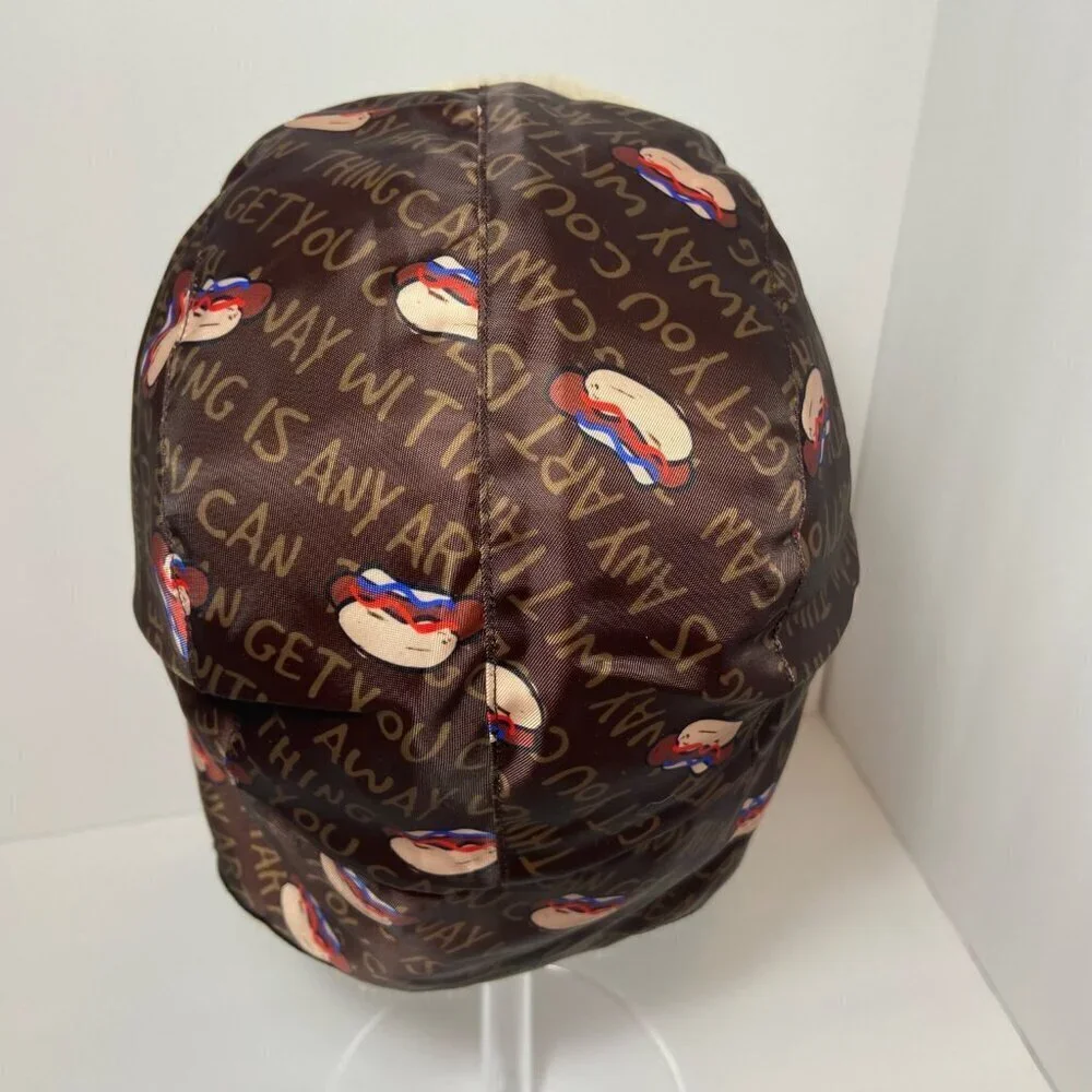 Happy Nocnoc Faux Fur Trapper Hat – Brown Cartoon Print – Size 58cm